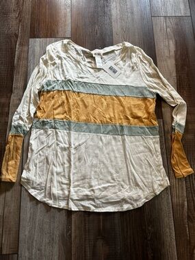 BiBi Colorblock Long Sleeve Tee in Cream, Mustard & Sage